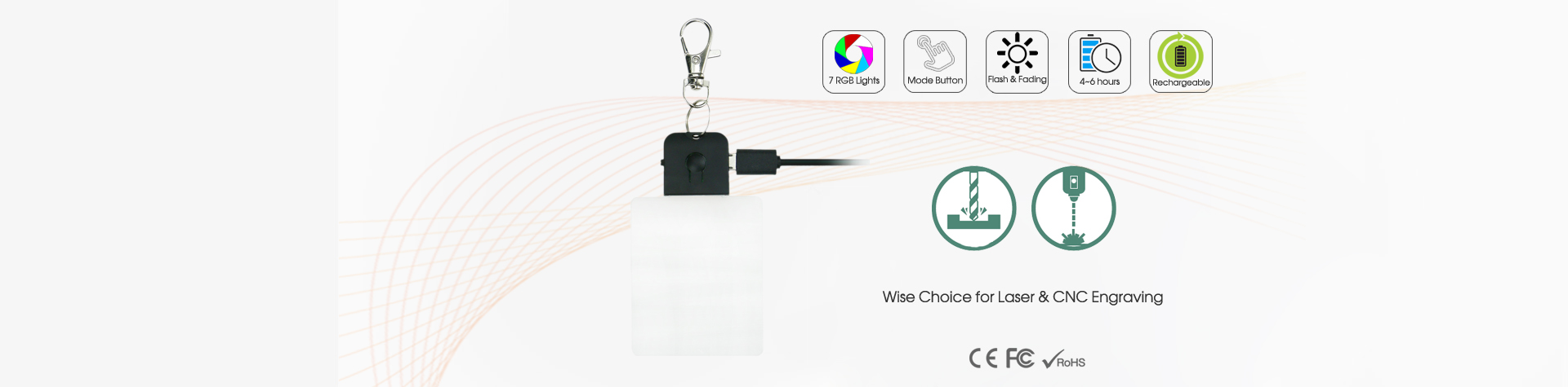 Rechargeable LED Acrylic Key Chain