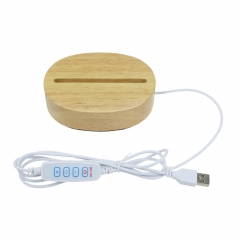 Oval Solid Wood LED Lamp Base USB Powered Dual White Light TDL-W2