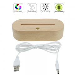 Rechargeable Oval Wood LED Base RGB Lights USB Powered TDL-WC