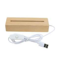 Economic Rectangle Wood Long LED Base White Light USB Powered TDL-W1