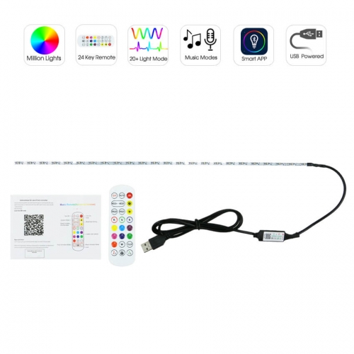 4.5mm Millions Light Colors USB LED Strip Kit 5V Remote Smart APP PCB-70